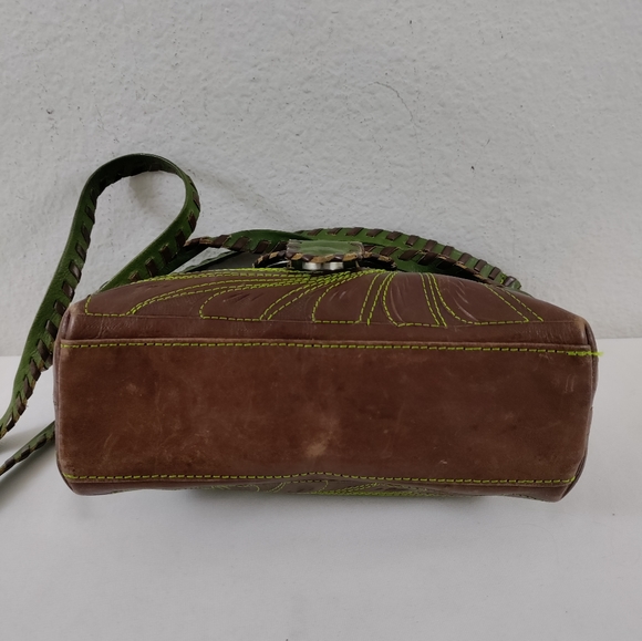 COPY - Leathers In Leather Vintage Contrast Cross Stitch Tooled Leather Crossbo… - Picture 8 of 12